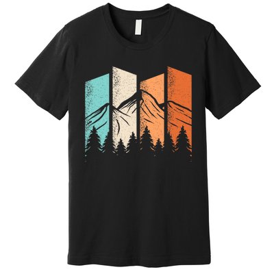 Retro Camping Hiking Nature Landscape Outdoor Premium T-Shirt