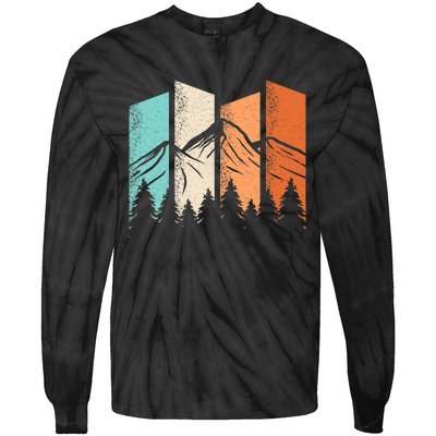 Retro Camping Hiking Nature Landscape Outdoor Tie-Dye Long Sleeve Shirt