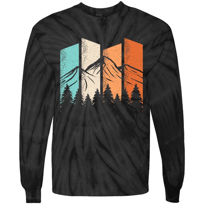 Retro Camping Hiking Nature Landscape Outdoor Tie-Dye Long Sleeve Shirt