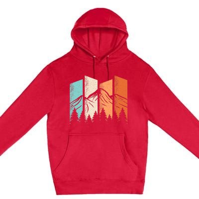 Retro Camping Hiking Nature Landscape Outdoor Premium Pullover Hoodie