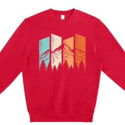 Retro Camping Hiking Nature Landscape Outdoor Premium Crewneck Sweatshirt