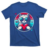 Retro Cat Heart Glasses Cute Heart Cat ValentineS Day Cool Gift T-Shirt