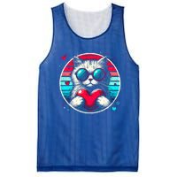 Retro Cat Heart Glasses Cute Heart Cat ValentineS Day Cool Gift Mesh Reversible Basketball Jersey Tank