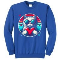 Retro Cat Heart Glasses Cute Heart Cat ValentineS Day Cool Gift Tall Sweatshirt