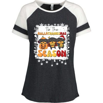 Rottweiler Christmas Halloween Tis The Hallothanksmas Gift Enza Ladies Jersey Colorblock Tee