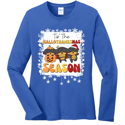 Rottweiler Christmas Halloween Tis The Hallothanksmas Gift Ladies Long Sleeve Shirt