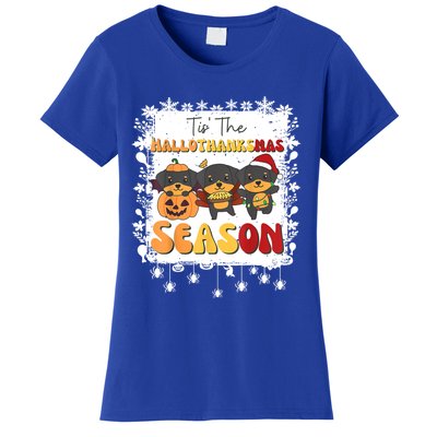 Rottweiler Christmas Halloween Tis The Hallothanksmas Gift Women's T-Shirt