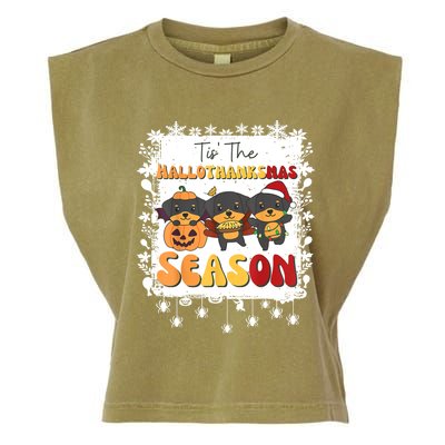 Rottweiler Christmas Halloween Tis The Hallothanksmas Gift Garment-Dyed Women's Muscle Tee