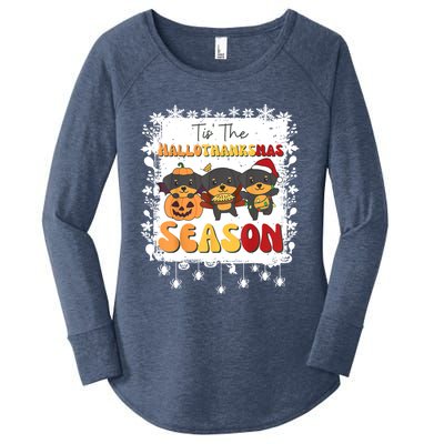 Rottweiler Christmas Halloween Tis The Hallothanksmas Gift Women's Perfect Tri Tunic Long Sleeve Shirt