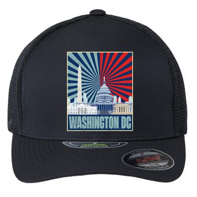 Retro Capitol Hill Washington DC American Flag Flexfit Unipanel Trucker Cap