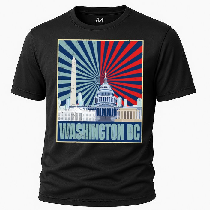 Retro Capitol Hill Washington DC American Flag Cooling Performance Crew T-Shirt