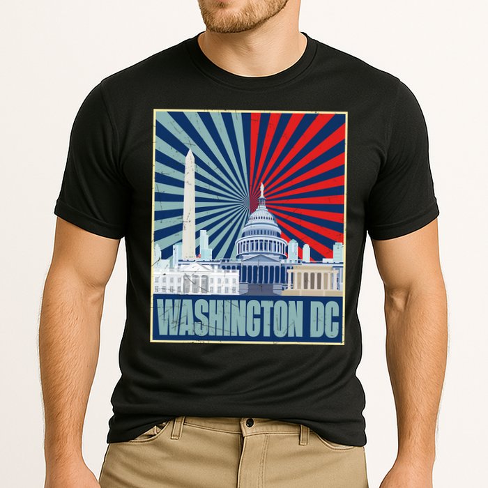 Retro Capitol Hill Washington DC American Flag Cooling Performance Crew T-Shirt