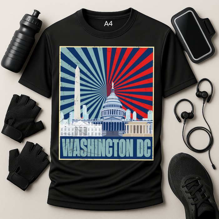 Retro Capitol Hill Washington DC American Flag Cooling Performance Crew T-Shirt
