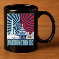 Retro Capitol Hill Washington DC American Flag 11oz C Handle Ceramic Mug