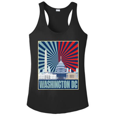Retro Capitol Hill Washington DC American Flag Ladies PosiCharge Competitor Racerback Tank