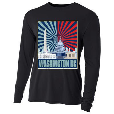 Retro Capitol Hill Washington DC American Flag Cooling Performance Long Sleeve Crew