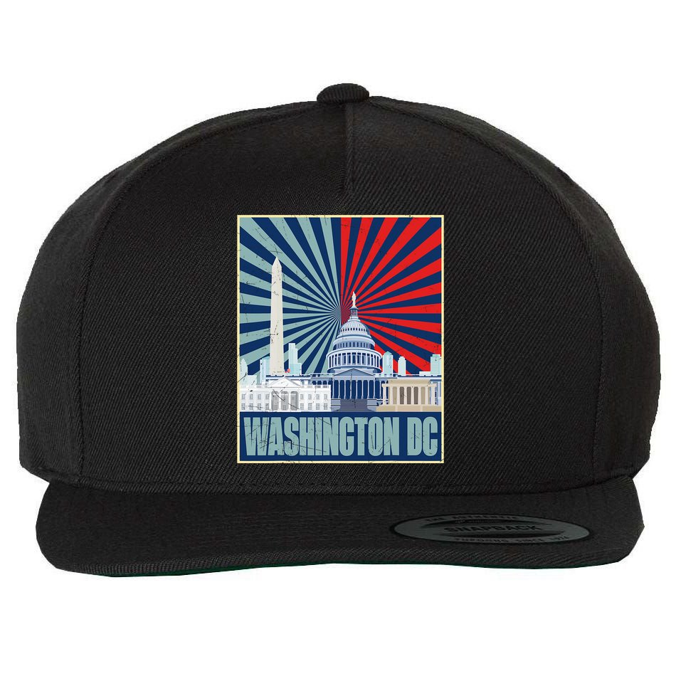 Retro Capitol Hill Washington DC American Flag Wool Snapback Cap