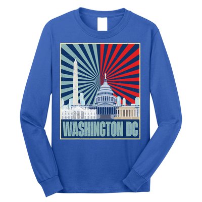Retro Capitol Hill Washington DC American Flag Long Sleeve Shirt
