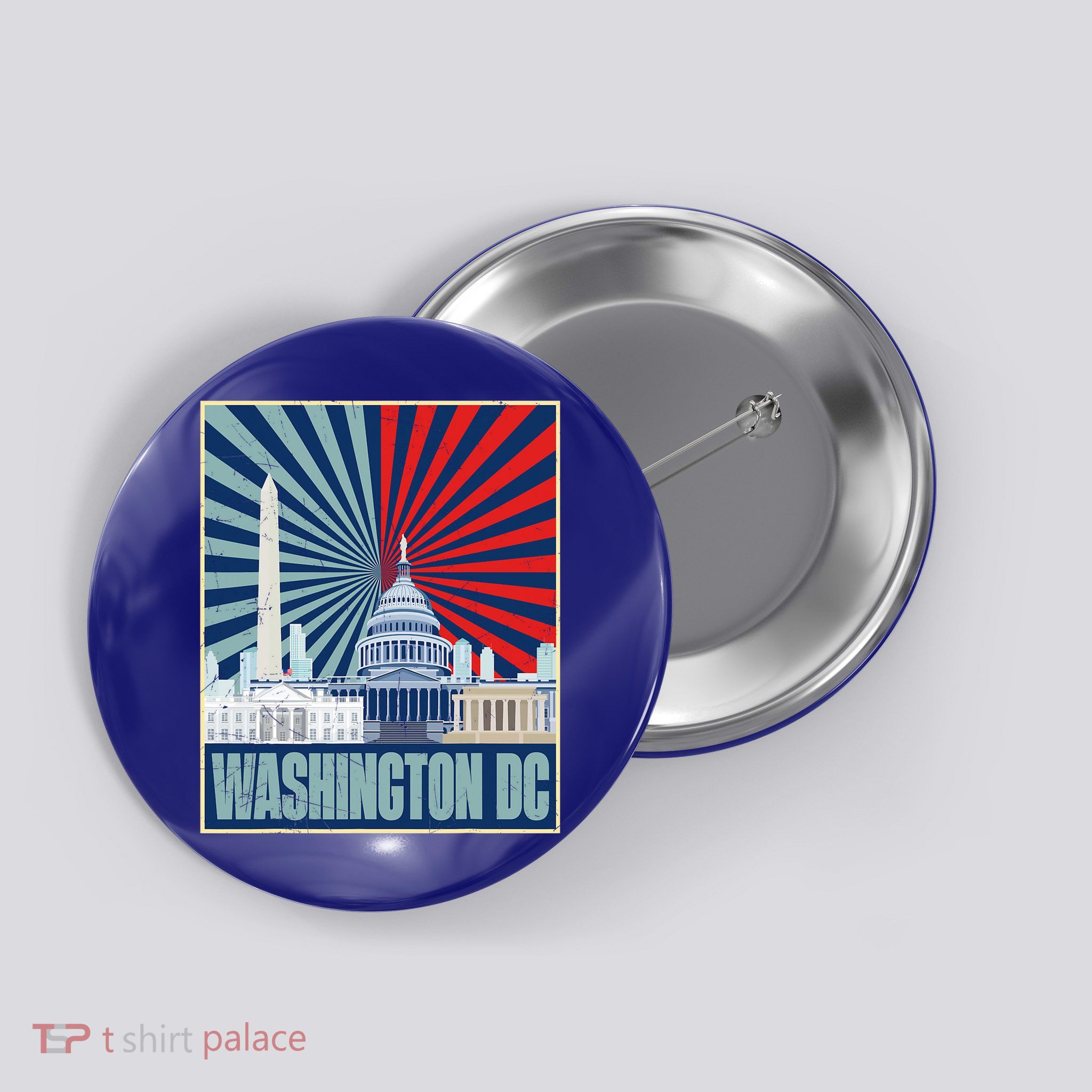 Retro Capitol Hill Washington DC American Flag Button