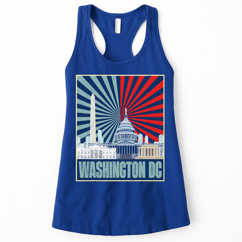 Retro Capitol Hill Washington DC American Flag Womens Tank Top