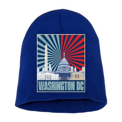 Retro Capitol Hill Washington DC American Flag Short Acrylic Beanie