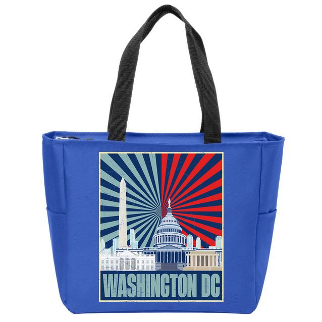 Retro Capitol Hill Washington DC American Flag Zip Tote Bag