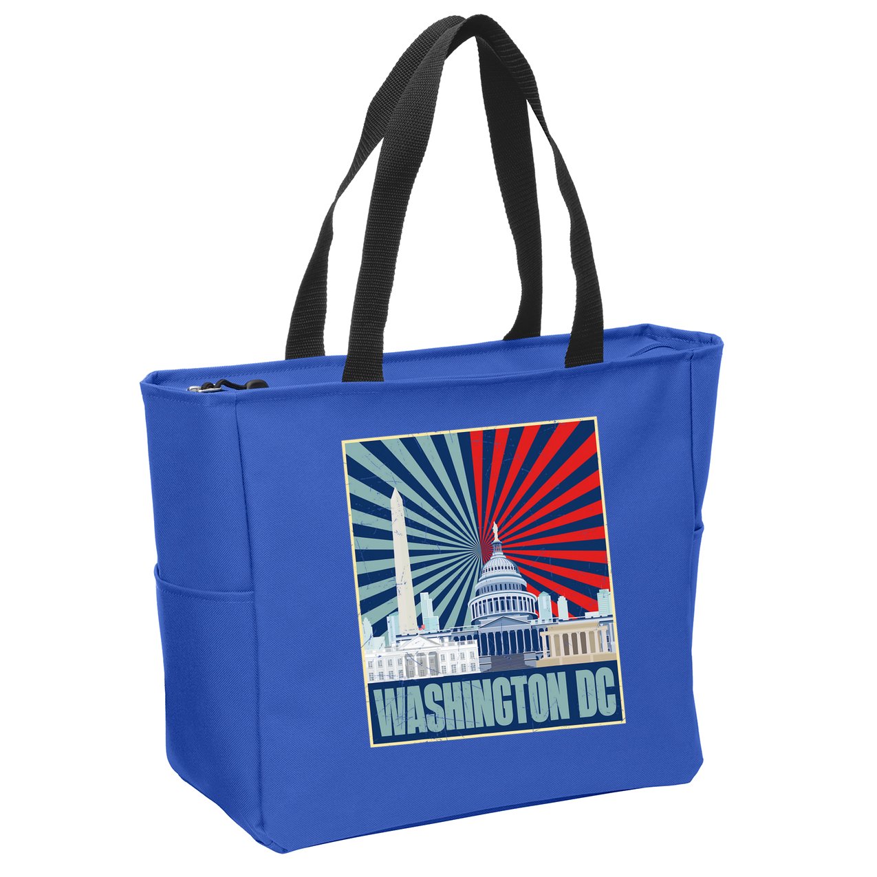 Retro Capitol Hill Washington DC American Flag Zip Tote Bag