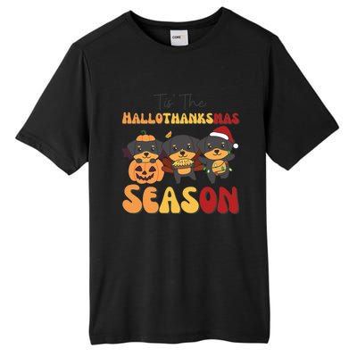 Rottweiler Christmas Halloween Tis The Hallothanksmas Gift Tall Fusion ChromaSoft Performance T-Shirt