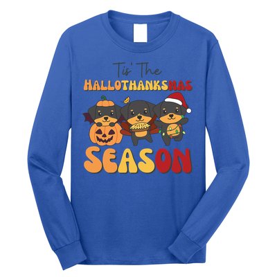 Rottweiler Christmas Halloween Tis The Hallothanksmas Gift Long Sleeve Shirt