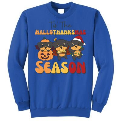 Rottweiler Christmas Halloween Tis The Hallothanksmas Gift Sweatshirt