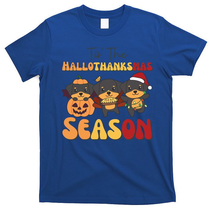 Rottweiler Christmas Halloween Tis The Hallothanksmas Gift T-Shirt