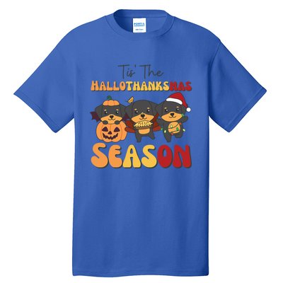 Rottweiler Christmas Halloween Tis The Hallothanksmas Gift Tall T-Shirt