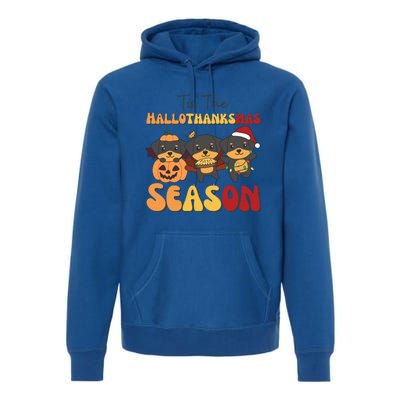 Rottweiler Christmas Halloween Tis The Hallothanksmas Gift Premium Hoodie