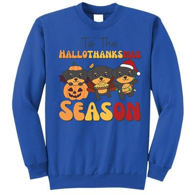 Rottweiler Christmas Halloween Tis The Hallothanksmas Gift Tall Sweatshirt