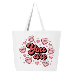 Retro Candy Heart Teacher Valentines Day You Are Enough Funny Gift 25L Jumbo Tote