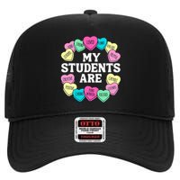 Retro Candy Heart Teacher Valentine's Positive Affirmation High Crown Mesh Back Trucker Hat