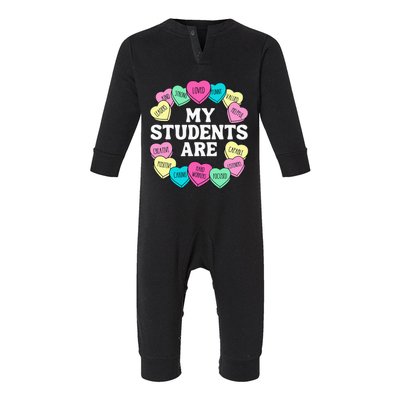 Retro Candy Heart Teacher Valentine's Positive Affirmation Infant Fleece One Piece