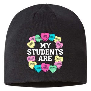 Retro Candy Heart Teacher Valentine's Positive Affirmation Sustainable Beanie