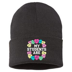 Retro Candy Heart Teacher Valentine's Positive Affirmation Sustainable Knit Beanie