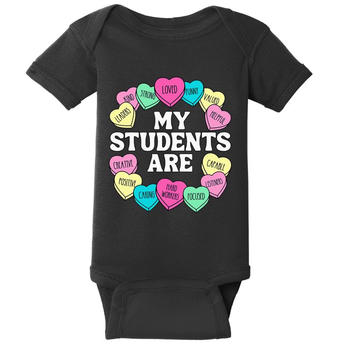 Retro Candy Heart Teacher Valentine's Positive Affirmation Baby Bodysuit