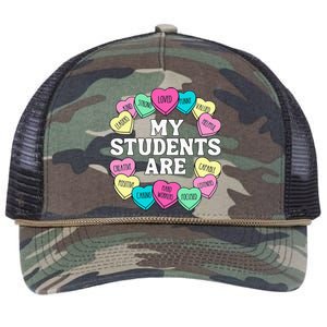 Retro Candy Heart Teacher Valentine's Positive Affirmation Retro Rope Trucker Hat Cap