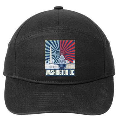 Retro Capitol Hill Washington Dc American Flag 7-Panel Snapback Hat