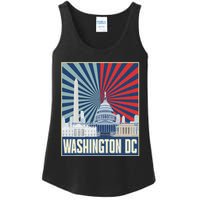 Retro Capitol Hill Washington Dc American Flag Ladies Essential Tank