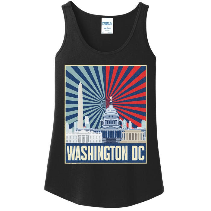 Retro Capitol Hill Washington Dc American Flag Ladies Essential Tank