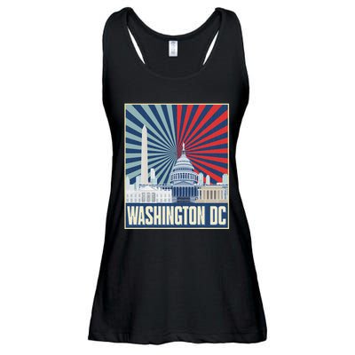 Retro Capitol Hill Washington Dc American Flag Ladies Essential Flowy Tank