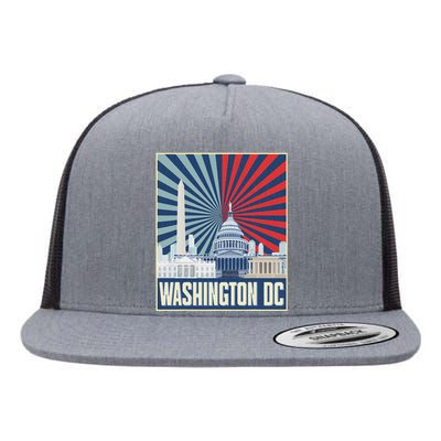 Retro Capitol Hill Washington Dc American Flag Flat Bill Trucker Hat