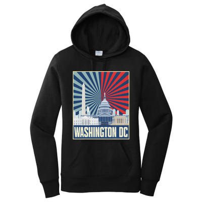 Retro Capitol Hill Washington Dc American Flag Women's Pullover Hoodie