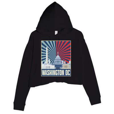 Retro Capitol Hill Washington Dc American Flag Crop Fleece Hoodie