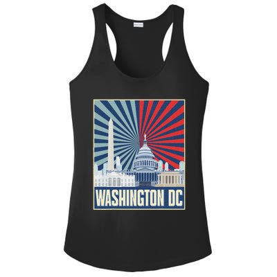 Retro Capitol Hill Washington Dc American Flag Ladies PosiCharge Competitor Racerback Tank