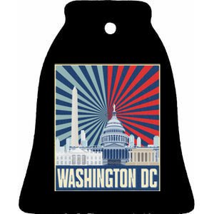 Retro Capitol Hill Washington Dc American Flag Ceramic Bell Ornament